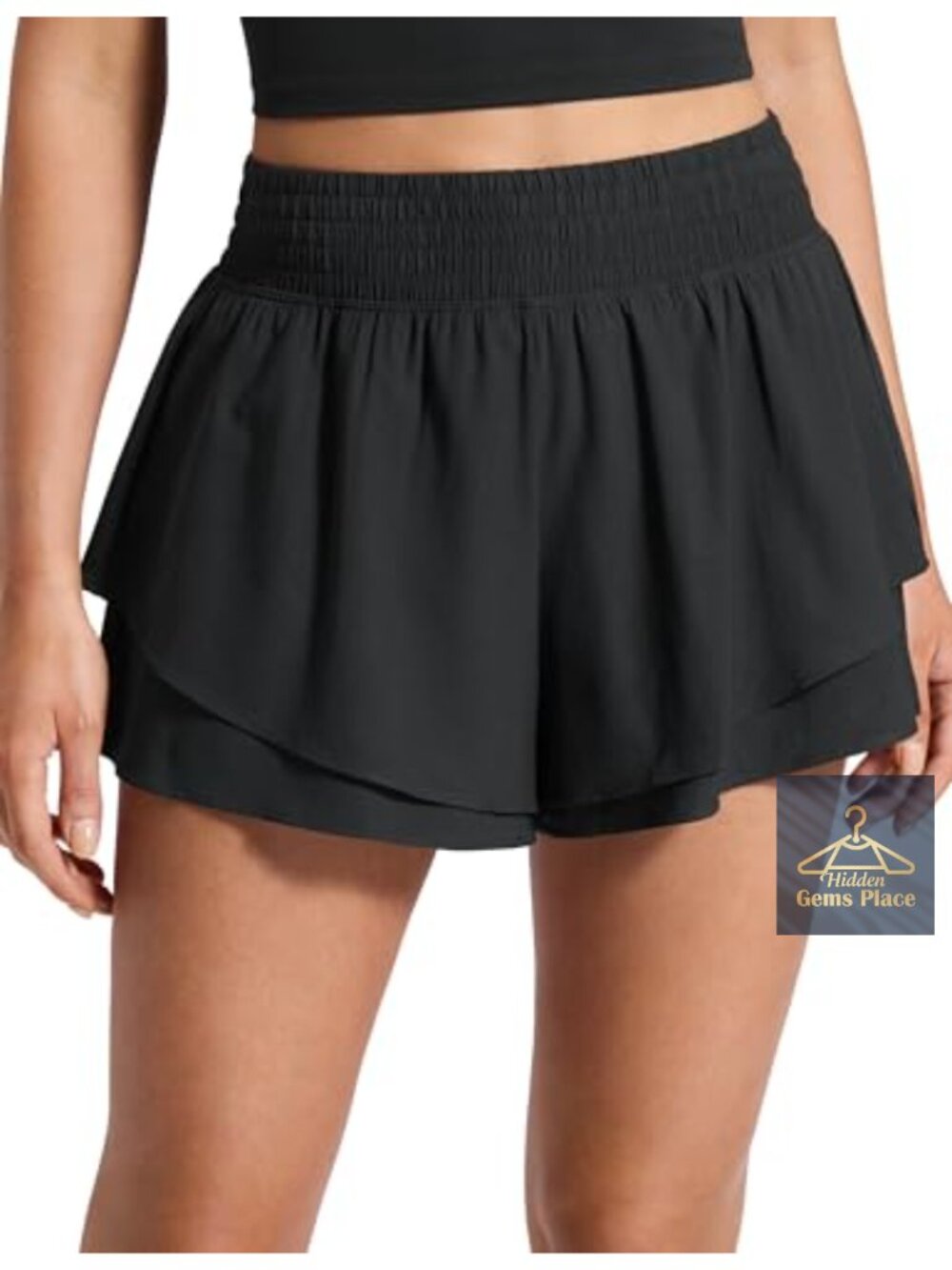 Drapey Double Ruffles Athletic Shorts High Rise Skort